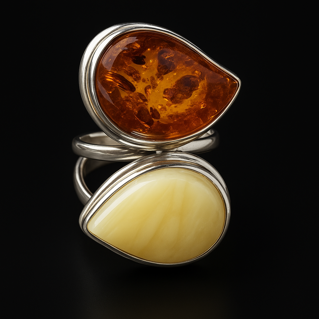 Mixed Colours Amber Ring