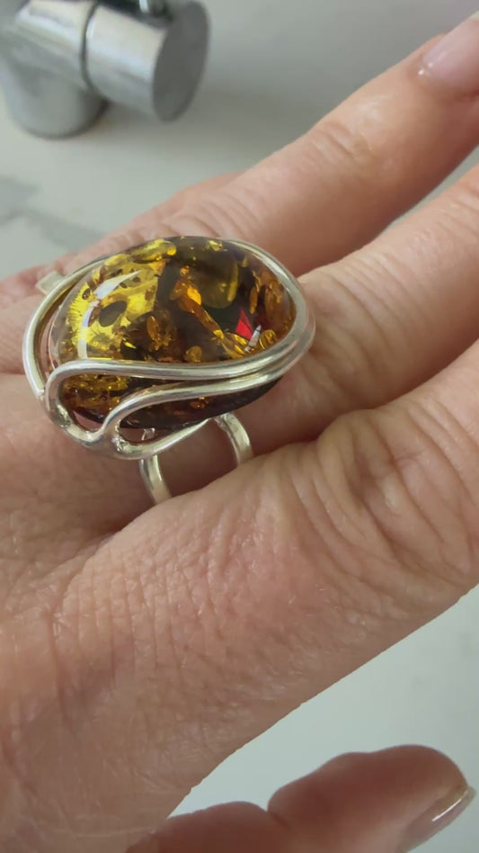 Glow Cognac Amber Ring