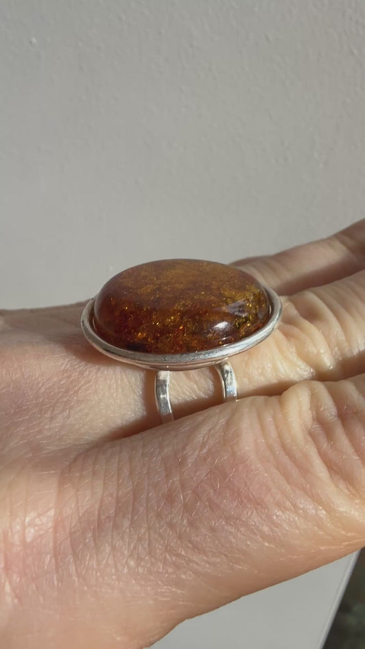 Natural Cognac Baltic Amber Ring