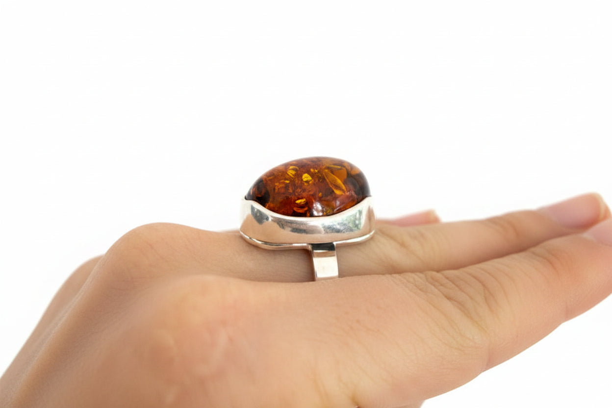 Radiance Bold: Modern Statement Amber Ring