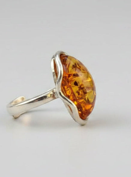 Amber stone ring