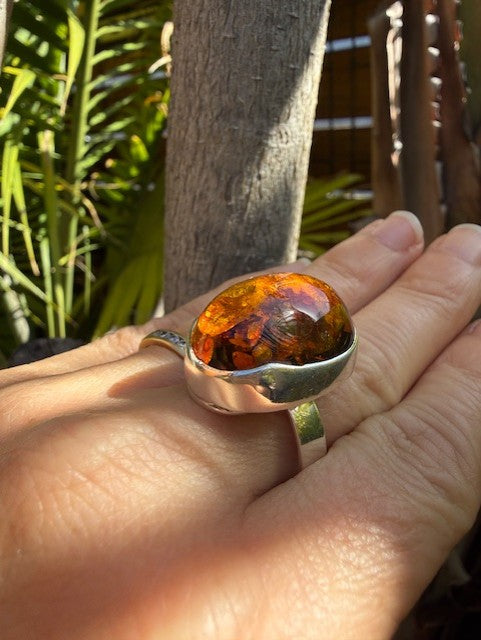 Radiance Bold: Modern Statement Amber Ring