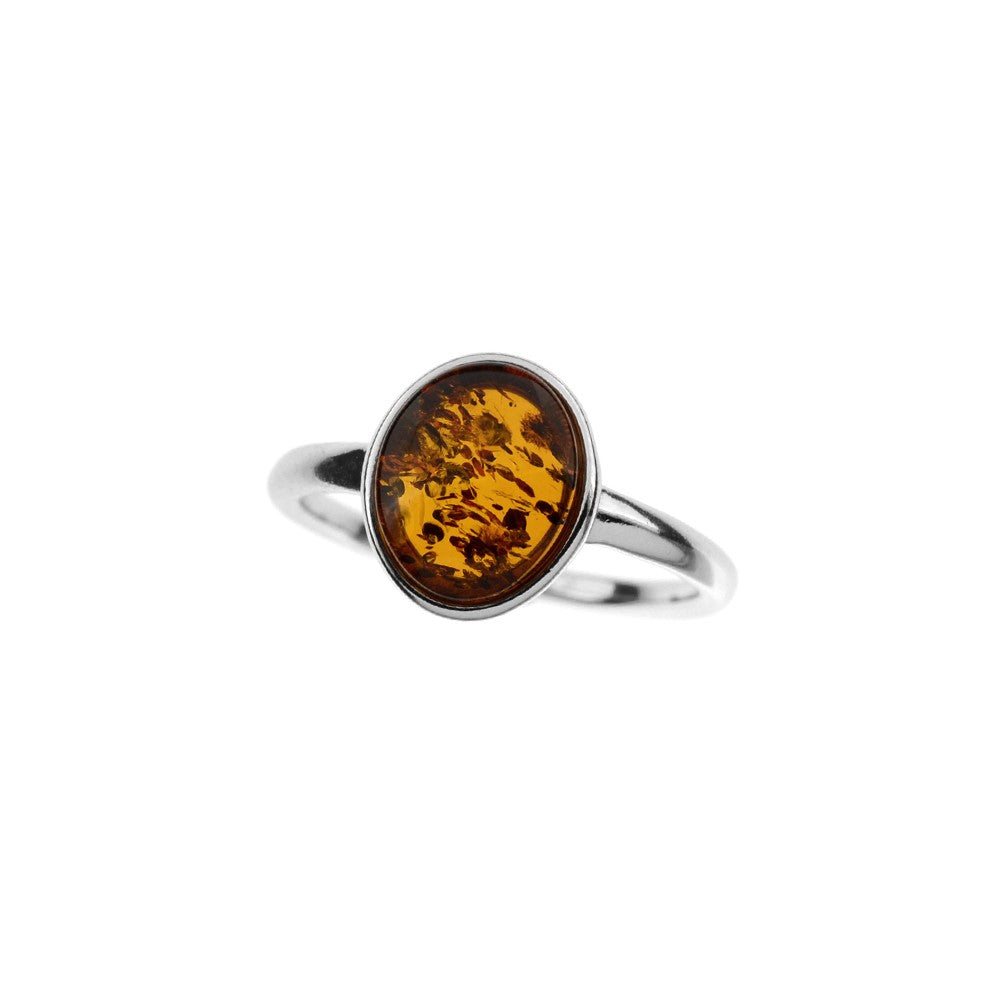 Stunning Silver Amber Ring