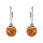 Load image into Gallery viewer, Silver Dangling Amber Earrings
