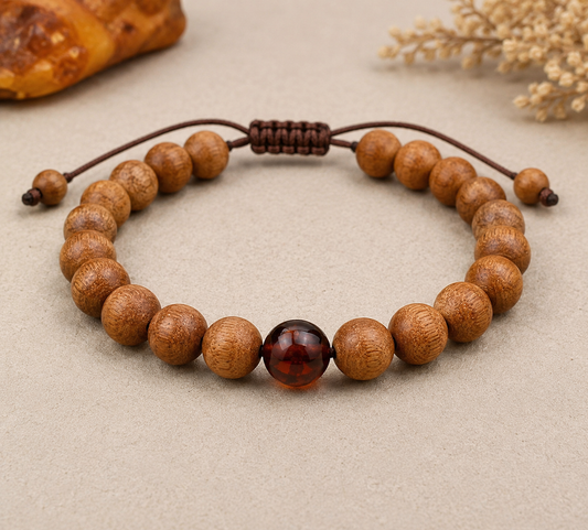Men's Baltic Amber Sandalwood Bracelet – genuine Baltic amber & sandalwood – Amber House