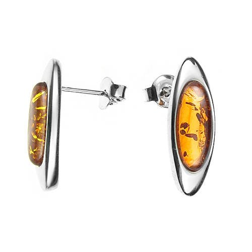 Cognac Stud Amber Earrings