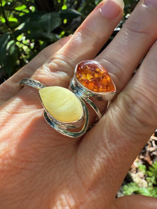 Mixed Colours Amber Ring