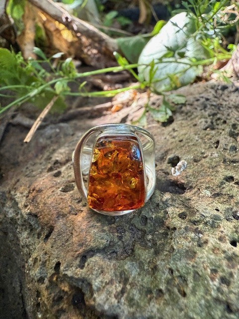 Cognac Amber Unique Ring