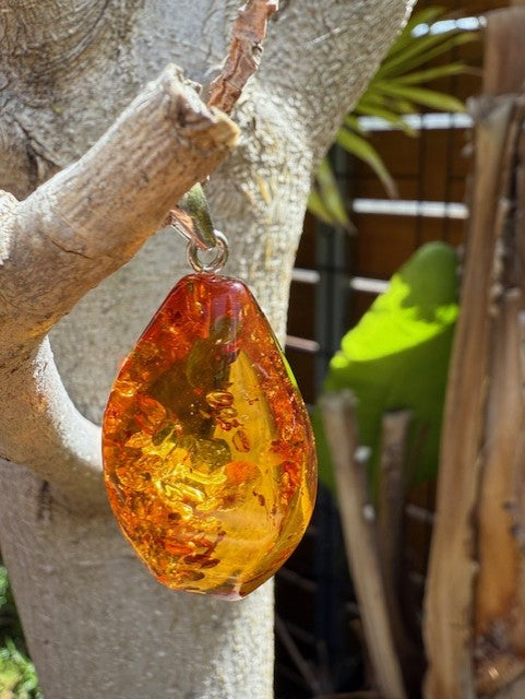 Silver Amber Pendant