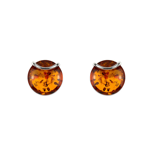 Round Green Amber Earrings – classy amber earrings – Amber House
