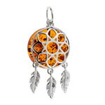 Load image into Gallery viewer, Amber Dreamcatcher Pendant
