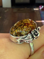 Load image into Gallery viewer, Green Amber ring
