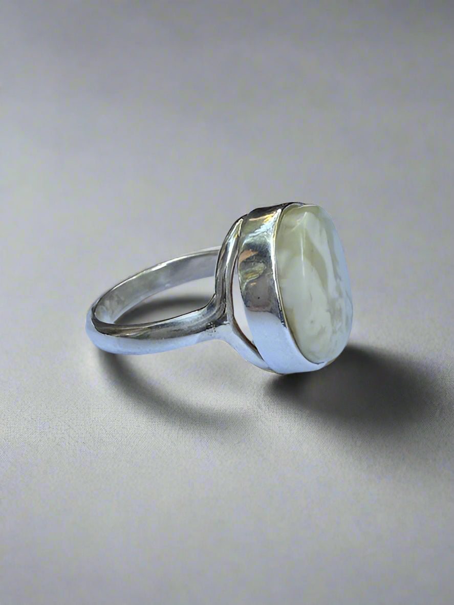 White Amber ring