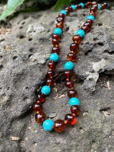 Amber and Turquoise Bracelet / Necklace - Amber House 