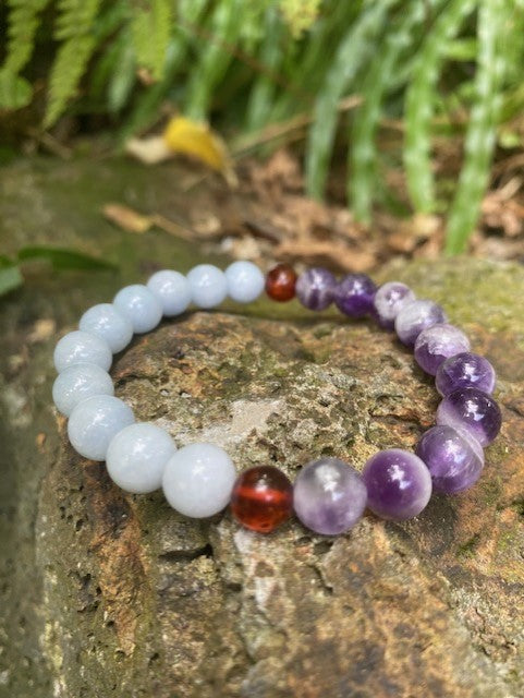 Aquamarine and Chevron Amethyst Bracelet - Amber House 