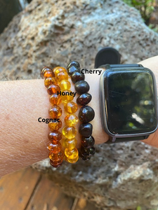 Men's Cognac Baltic Amber Bracelet - Amber House 