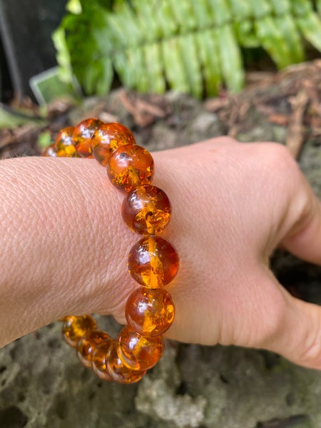 Beaded Bracelet with Honey Amber Amber House