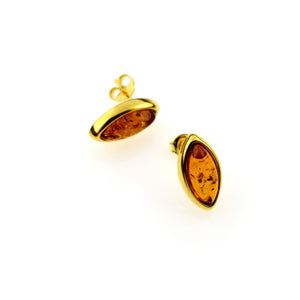 Gold Amber Stud Earrings - Amber House 