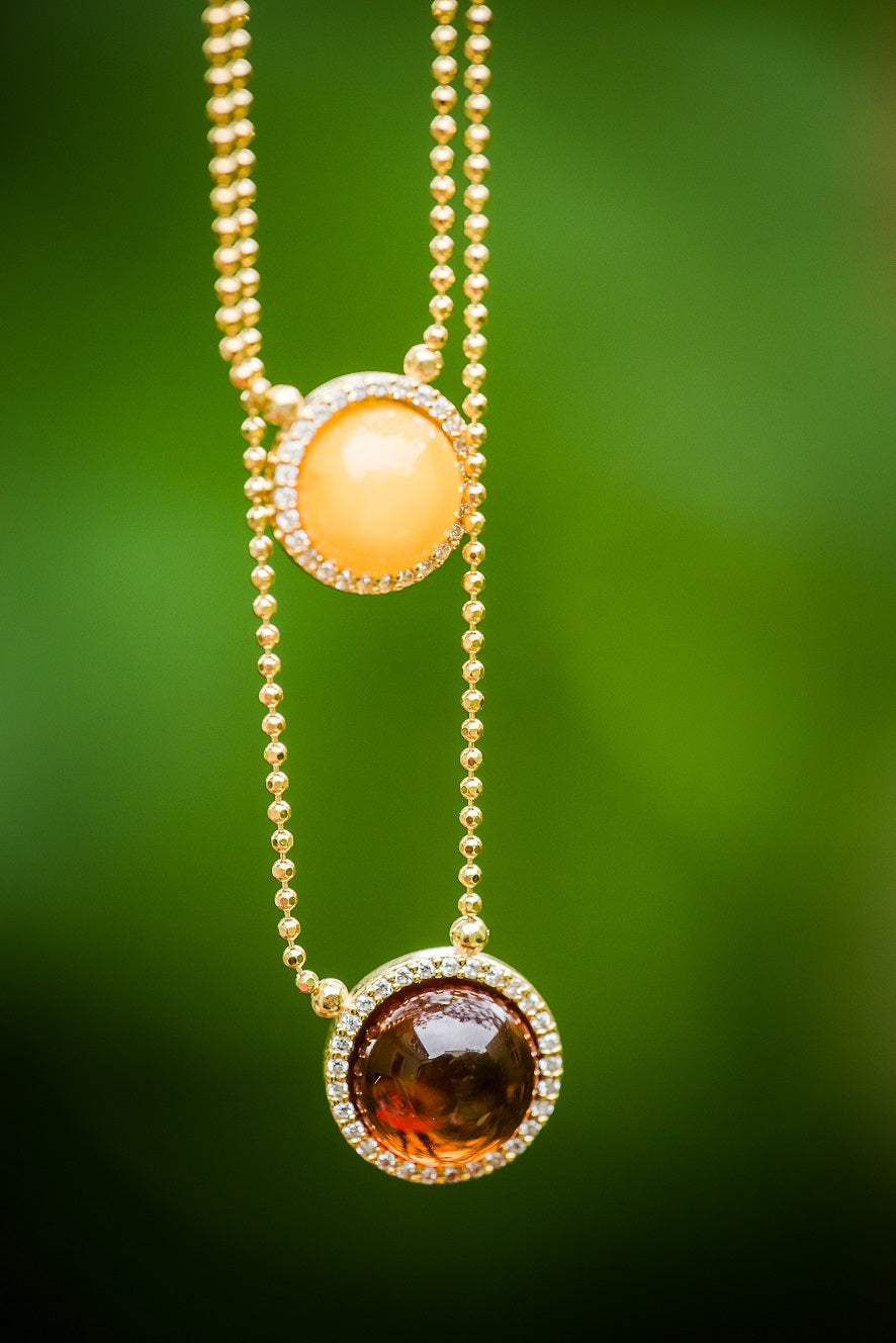 STERLING SILVER NECKLACE WITH AMBER - Amber House 