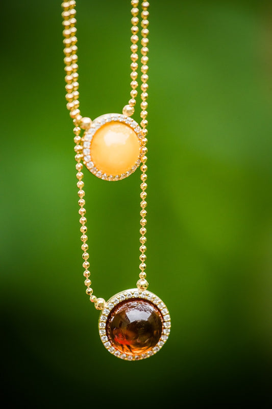 STERLING SILVER NECKLACE WITH AMBER - Amber House 
