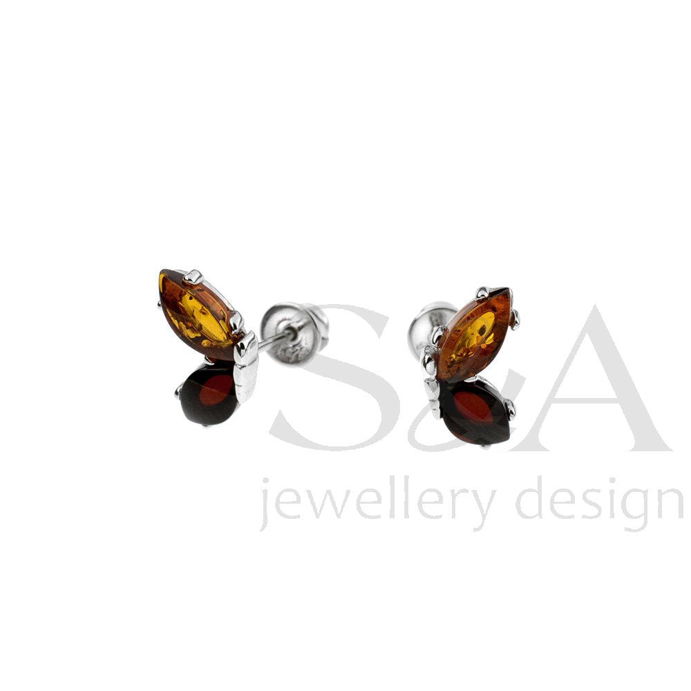 Half Wing Baltic Amber Earrings - Amber House 