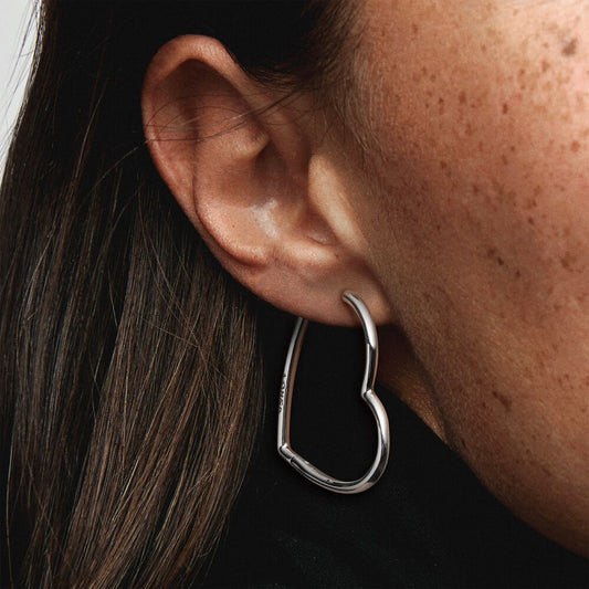 Asymmetrical Heart Hoop Earrings - Amber House 