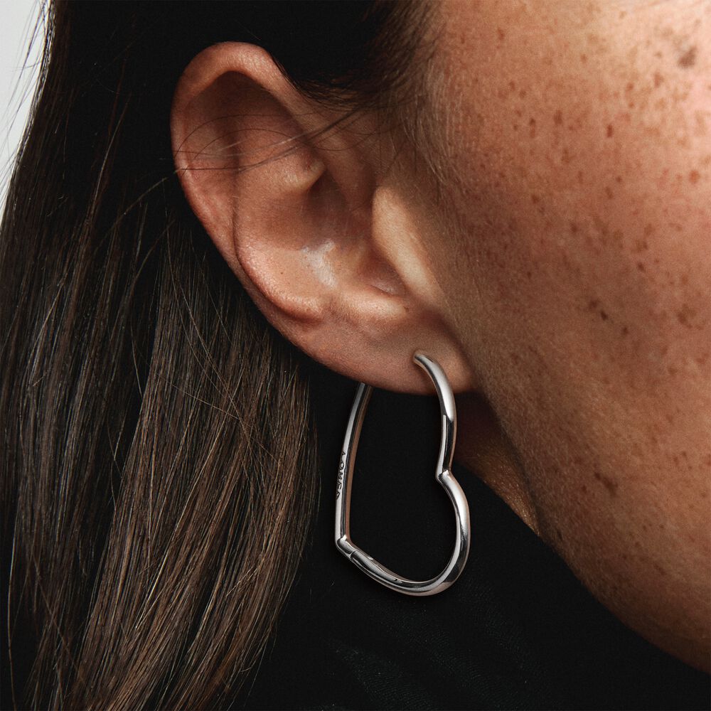 Asymmetrical Heart Hoop Earrings - Amber House 