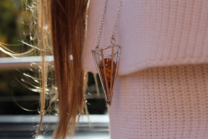 Pyramid shape amber Pendant - Amber House 