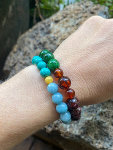 Garnet, Jade and Amber Bracelet - Amber House 