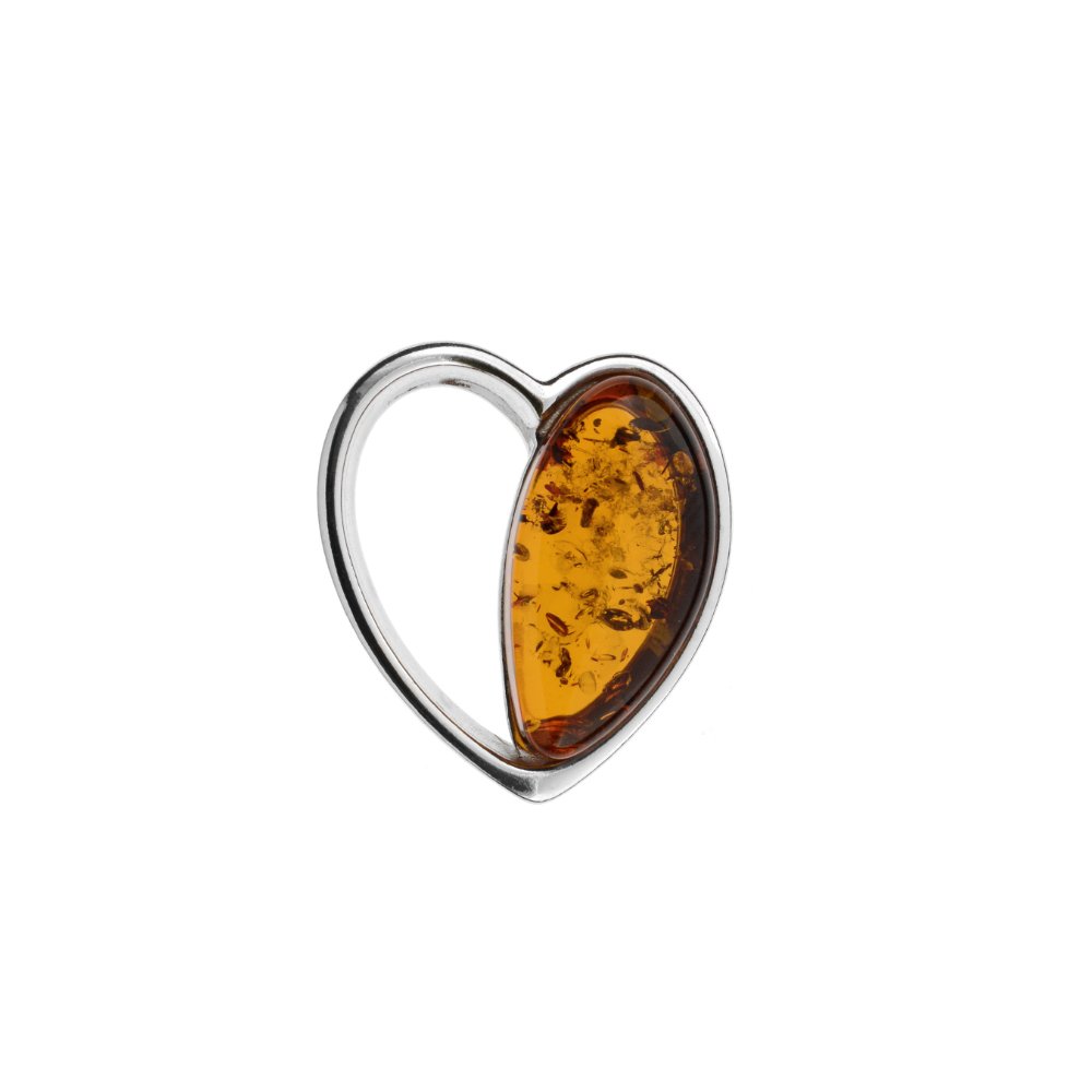 Silver Amber Heart Pendant - Amber House 