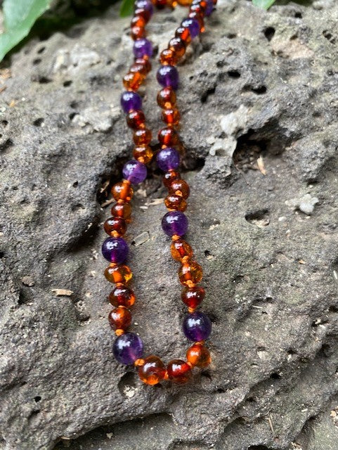 AMETHYST AND AMBER Teething Necklace - Amber House 