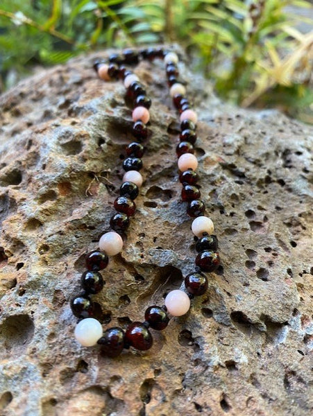 Amber and Pink Opal Baby Necklace Amber House