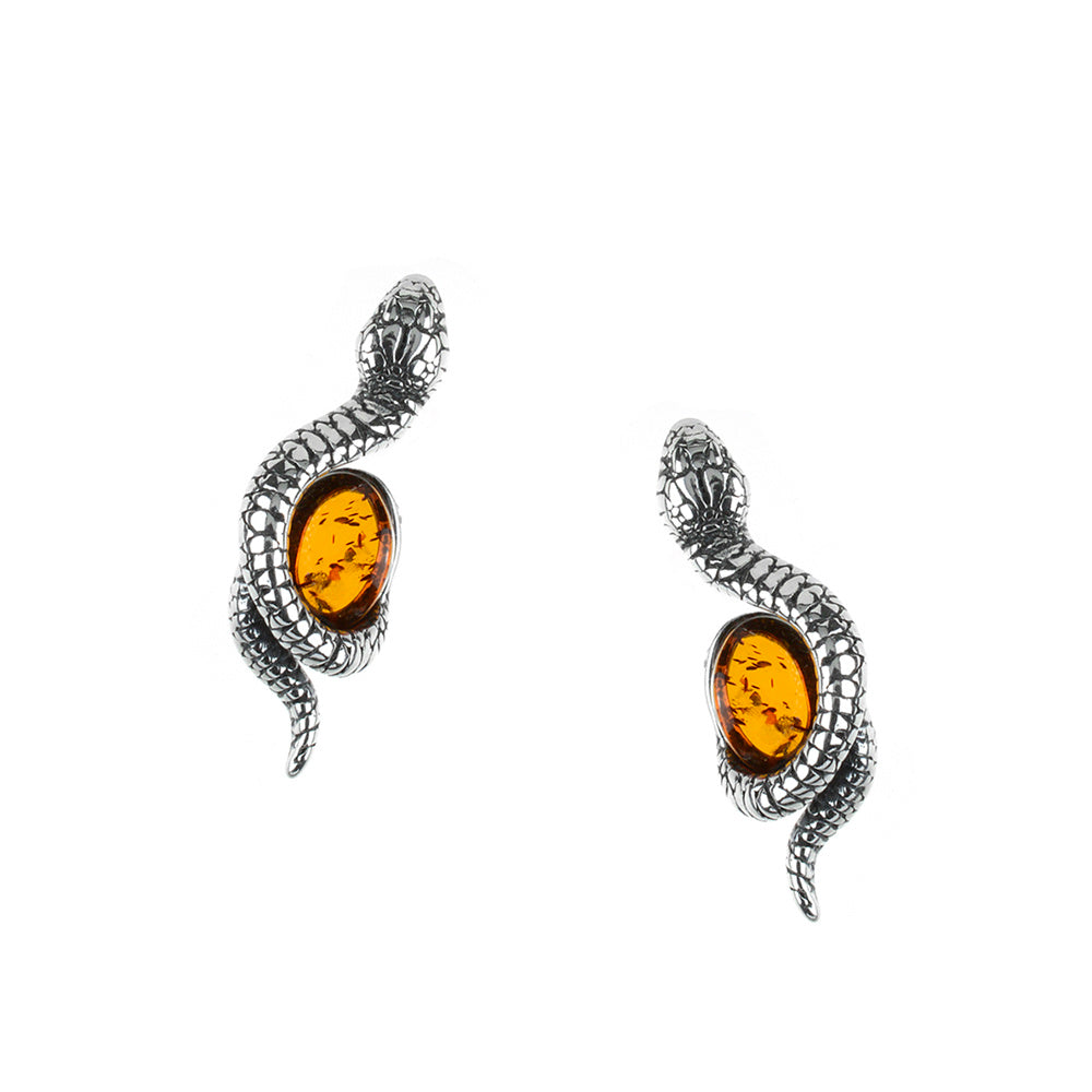 amber snake earrings