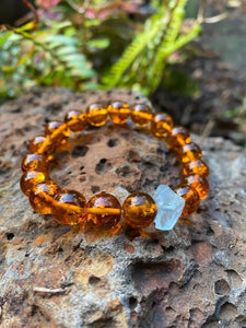 Amber and Aquamarine Bracelet - March Birthstone - Amber House 