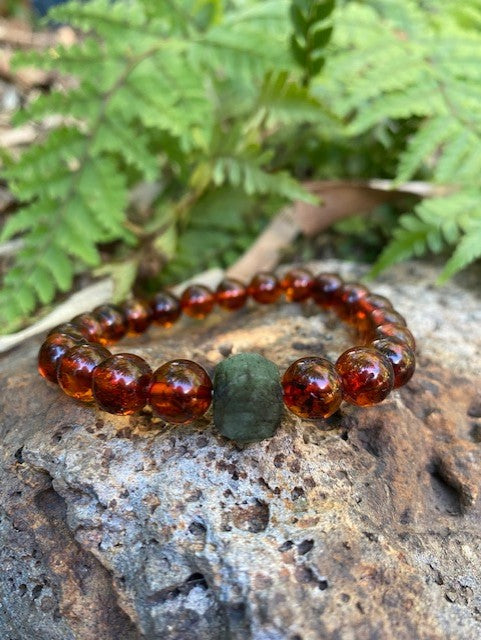 Amber and Emerald Bracelet ( May Birthstone) - Amber House 