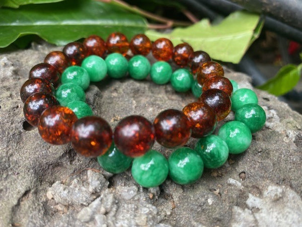 Amber Jade Bracelets 10 MM Bundle of two Amber House