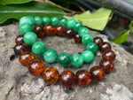 Load image into Gallery viewer, Amber + Jade Bracelets 10 MM ( Bundle of two ) - Amber House 
