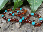 Load image into Gallery viewer, Amber and Turquoise Baby Necklace - Amber House 
