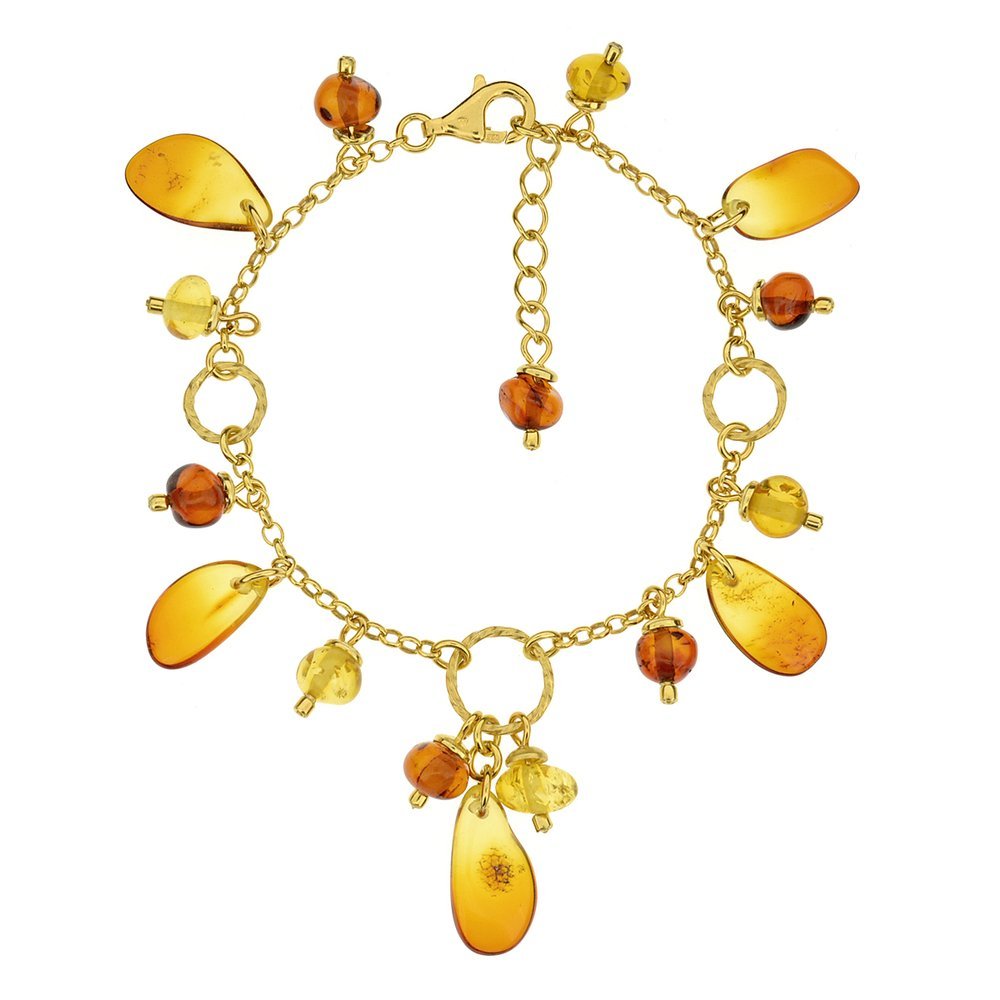 Gold Bracelet with amber charms - Amber House 