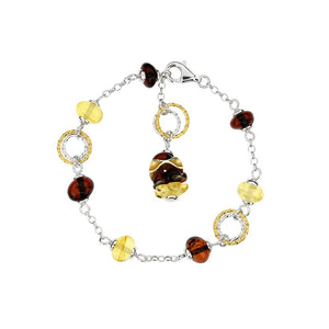 Silver Beaded Bracelet with Amber - Amber House 