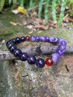 Load image into Gallery viewer, Chevron and Dark Amethyst Bracelet - Amber House 
