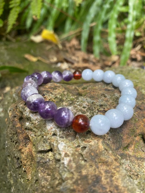Aquamarine and Chevron Amethyst Bracelet - Amber House 