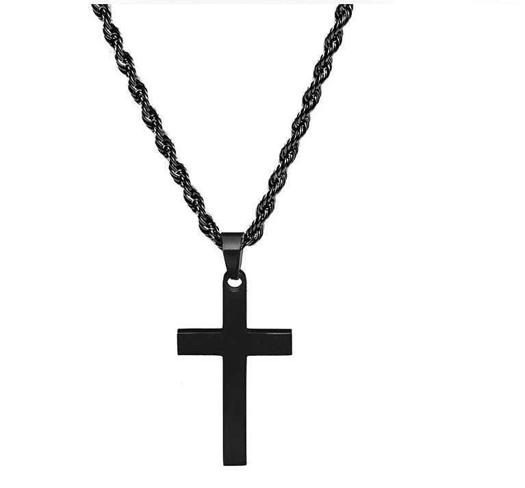 Black men's cross necklace