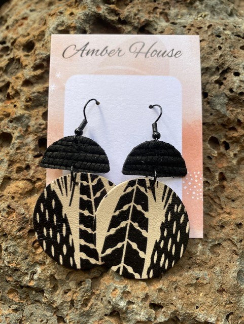 Leather Dangle Earrings - Amber House 