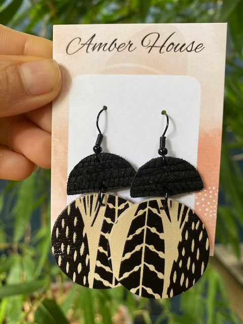 Leather Dangle Earrings - Amber House 