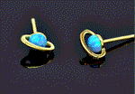 Load image into Gallery viewer, Blue Opal Saturn Stud Earrings - Amber House 
