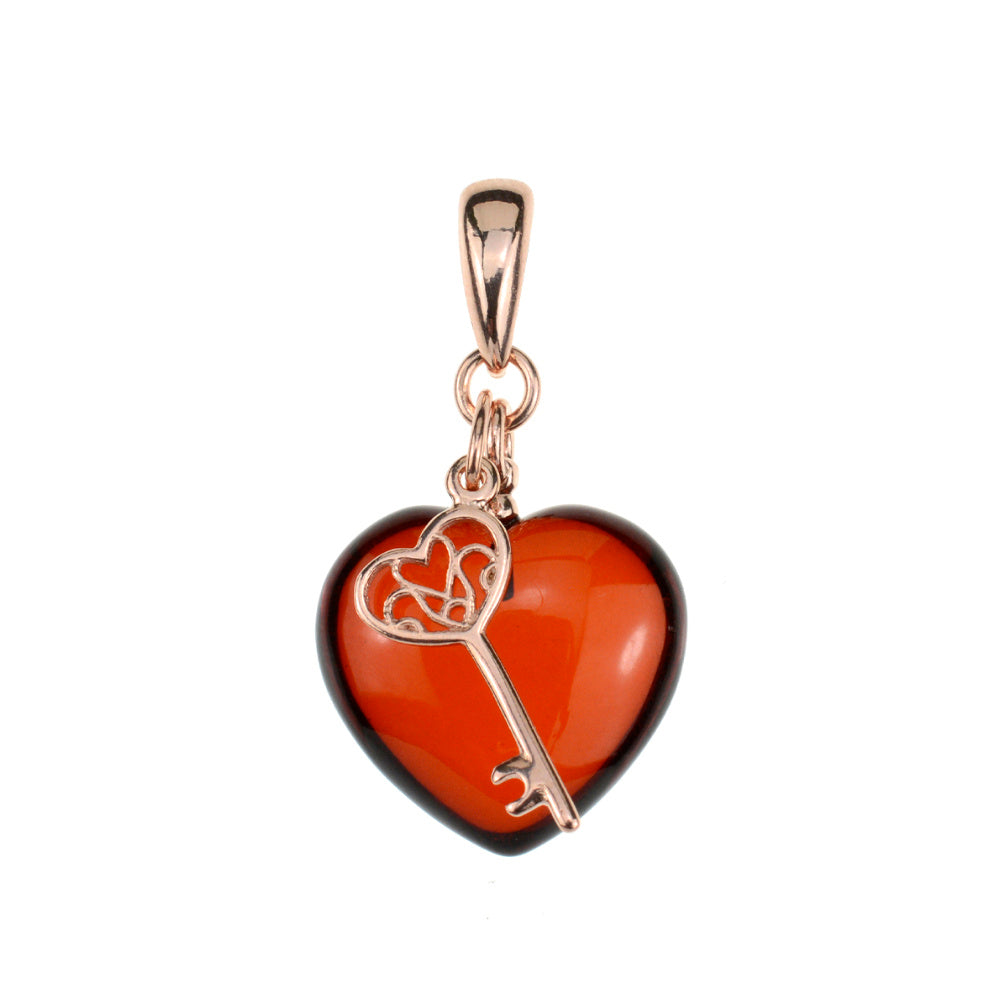 Heart Cherry Amber pendant - Amber House 