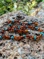 Load image into Gallery viewer, Amber and Turquoise Necklace - Amber House 
