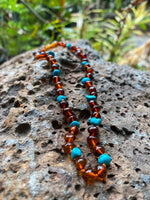 Load image into Gallery viewer, Amber and Turquoise Necklace - Amber House 
