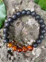 Load image into Gallery viewer, Men&#39;s Diffuser Cognac Amber and lava rock Bracelet 10 mm - Amber House 
